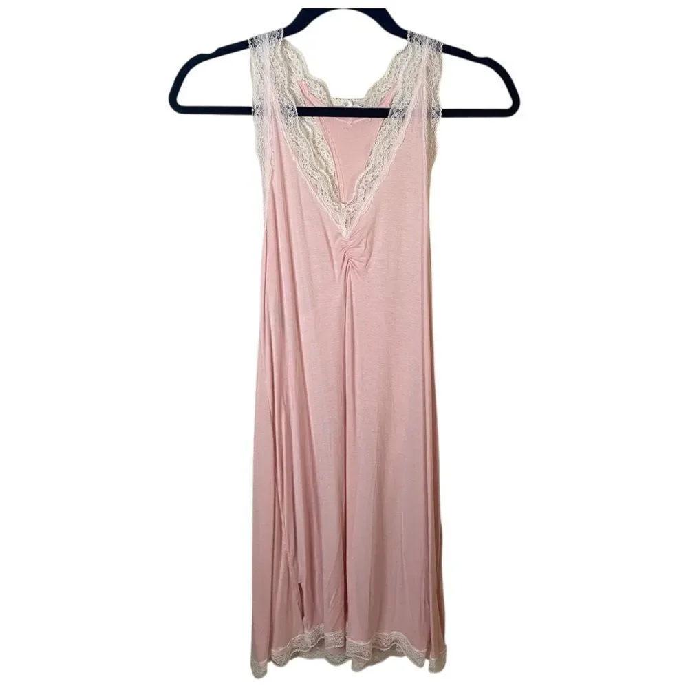 Honeydew NWOT Pink Knit Lace Trim Chemise Sz L